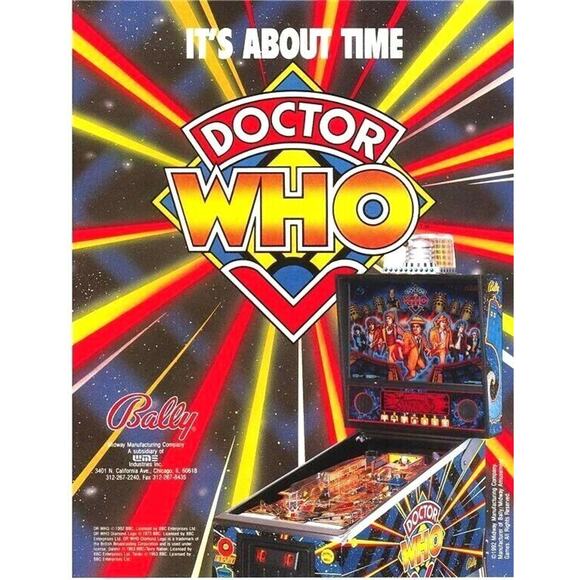 Doctor Who Pinball FLYER Original NOS Artwork Promo Daleks Dr Tardis Sci-Fi 1992 - Picture 1 of 6
